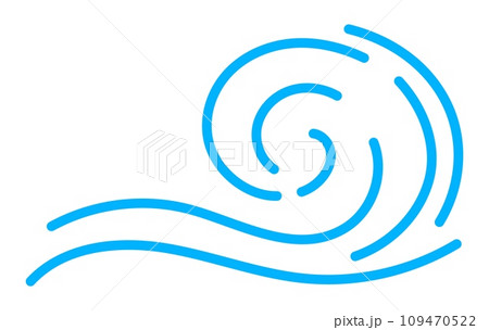 Wave line icon, sea and ocean ripple water in vector wavy curves. Water waves or marine surf ripples or ocean and sea wave in blue doodle line, nautical or navy cartoon icon 109470522