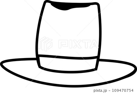シンプルな線画のシルクハットのイラスト シンプルな線画のシルクハットのイラスト 109470754