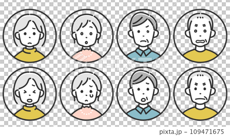 老年男女臉圖示集 109471675