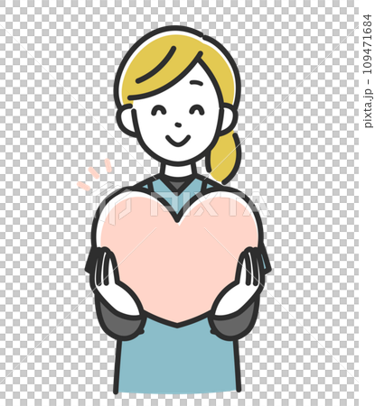 ハートを持った笑顔の女性医療スタッフ 109471684