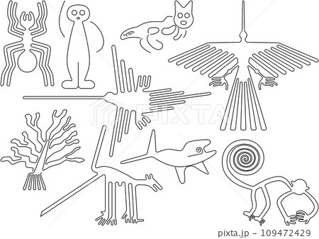 ナスカの地上絵風の線画セット 109472429