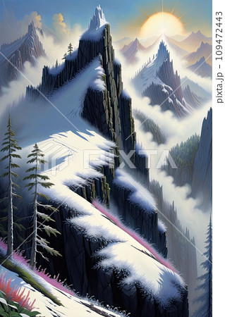 Winter Wonderland: Majestic Snowcapped Mountains in Alpine Landscape 109472443