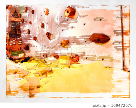 スケッチ ボルダリング ボルダリングウォール 壁 木製 ホールド クライミングジム ボルダリングジム 109472676