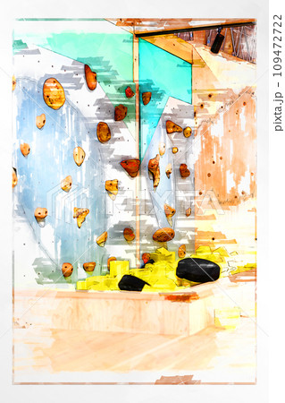 スケッチ ボルダリング ボルダリングウォール 壁 木製 ホールド クライミングジム ボルダリングジム 109472722