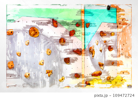 スケッチ ボルダリング ボルダリングウォール 壁 木製 ホールド クライミングジム ボルダリングジム 109472724