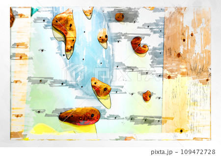 スケッチ ボルダリング ボルダリングウォール 壁 木製 ホールド クライミングジム ボルダリングジム 109472728