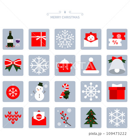 Collection of cute and diverse Christmas icons 109473222