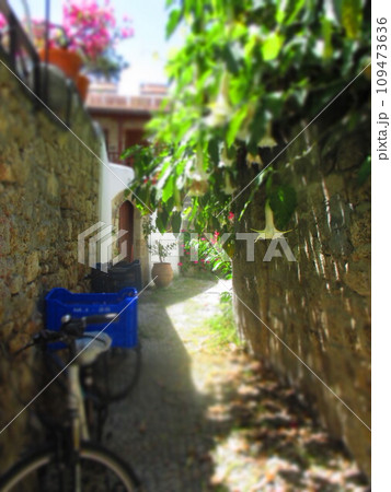 ギリシャ　ロードス島　路地　ジオラマ風 109473636