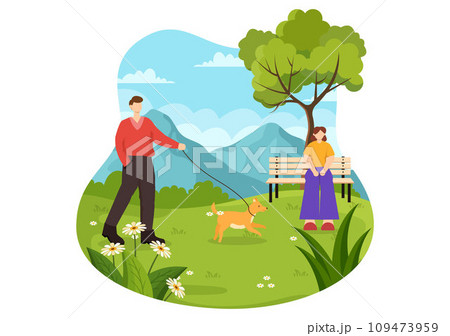Outdoor Activity Vector Illustration with Relaxing on a Picnic, Leisure Activities at Weekend and Active Recreation in Flat Cartoon Background Design 109473959