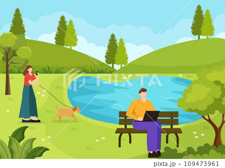 Outdoor Activity Vector Illustration with Relaxing on a Picnic, Leisure Activities at Weekend and Active Recreation in Flat Cartoon Background Design Outdoor Activity Vector Illustration with Relaxing on a Picnic, Leisure Activities at Weekend and Active Recreation in Flat Cartoon Background Design 109473961