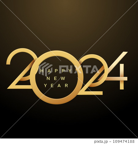 Happy new year 2024 design with unique numbers. Premium vector design for poster, banner, greeting and new year 2024 celebration. Vector 109474188