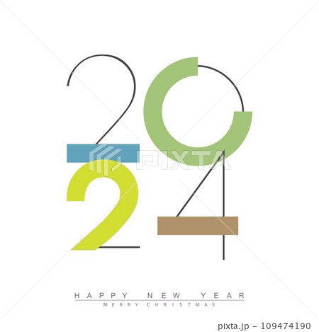 Happy new year 2024 design with unique numbers. Premium vector design for poster, banner, greeting and new year 2024 celebration. Vector 109474190