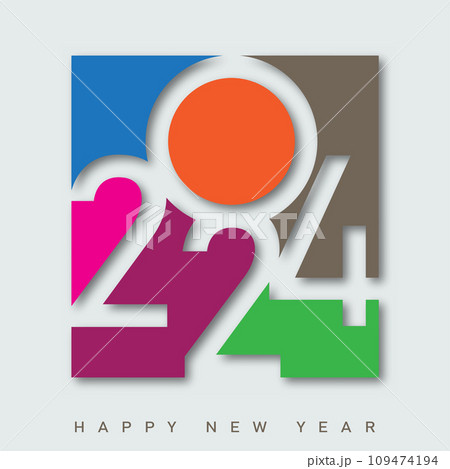 Happy new year 2024 design with unique numbers. Premium vector design for poster, banner, greeting and new year 2024 celebration. Vector 109474194