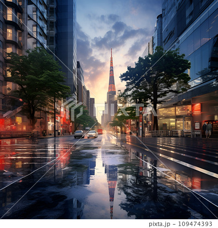 雨上がりの六本木　ai生成画像 109474393