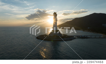 Guanyin statue at seaside in nanshan temple, hainan island , China. Guanyin statue at seaside in nanshan temple, hainan island , China. 109474468
