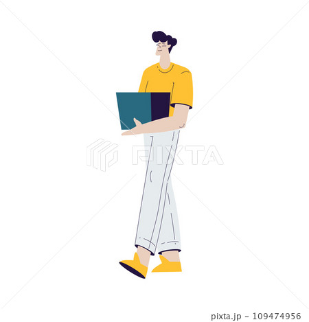 Cinema with Man Character Carry Box Engaged in Movie Shooting Vector Illustration Cinema with Man Character Carry Box Engaged in Movie Shooting Vector Illustration 109474956