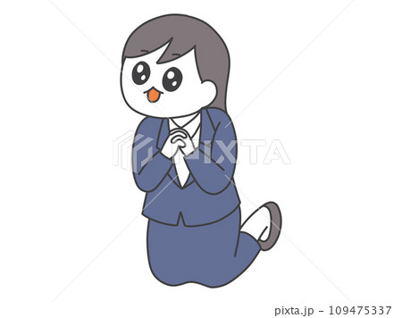 膝をつき祈るポーズをとる女性のイラスト 膝をつき祈るポーズをとる女性のイラスト 109475337