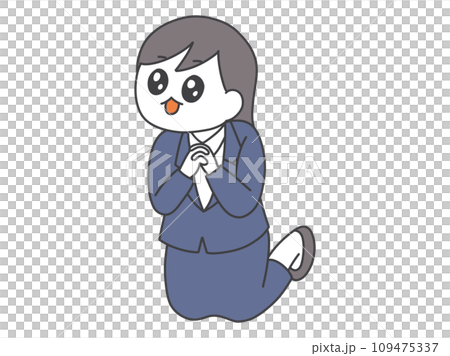 膝をつき祈るポーズをとる女性のイラスト 膝をつき祈るポーズをとる女性のイラスト 109475337