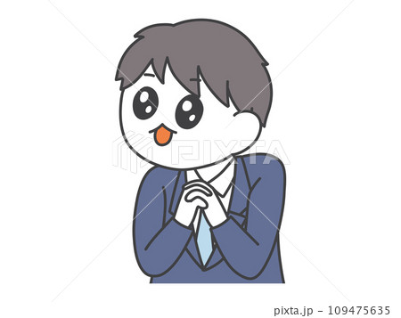 膝をつき祈るポーズをとる男子のイラスト 109475635