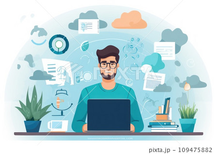 E-learning, online education at home. Modern illustration concepts for website and mobile website development Generative AI 109475882