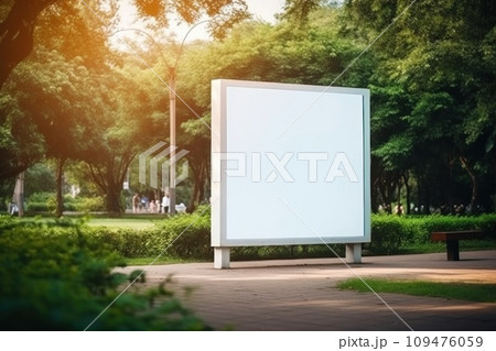 Blank advertising billboard in a large-scale square size . Generative AI 109476059