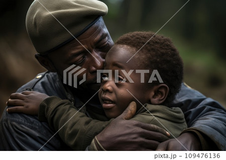 Boy reunites with his friend after hostage ordeal. AI generative 109476136