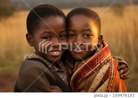 Boy reunites with his friend after hostage ordeal. AI generative 109476191