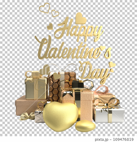 The gold gift box for Valentine's Day concept 3d rendering The gold gift box for Valentine's Day concept 3d rendering 109476819