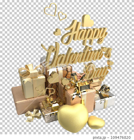 The gold gift box for Valentine's Day concept 3d rendering 109476820