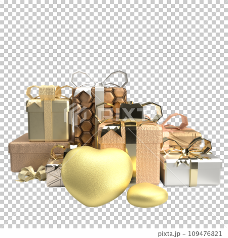The gold gift box for Valentine's Day concept 3d rendering The gold gift box for Valentine's Day concept 3d rendering 109476821