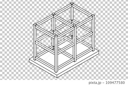 建築構造の図解イラスト、鉄筋コンクリート（RC）のラーメン構造、アイソメトリックのイラスト素材 [109477580] - PIXTA