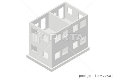 建築構造の図解イラスト、鉄筋コンクリート(RC)の壁式構造、アイソメトリック 建築構造の図解イラスト、鉄筋コンクリート(RC)の壁式構造、アイソメトリック 109477581