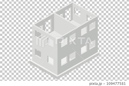建築構造の図解イラスト、鉄筋コンクリート(RC)の壁式構造、アイソメトリック 建築構造の図解イラスト、鉄筋コンクリート(RC)の壁式構造、アイソメトリック 109477581