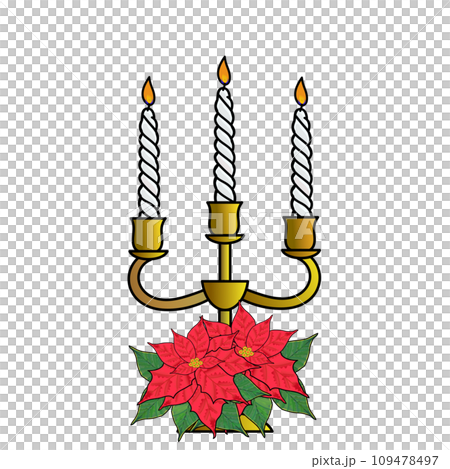 クリスマス用ロウソク立て燭台のイラスト 109478497