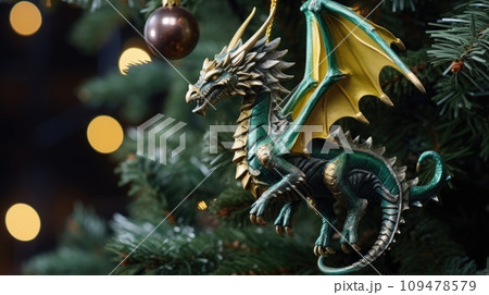 Christmas tree toy green dragon Christmas tree toy green dragon 109478579