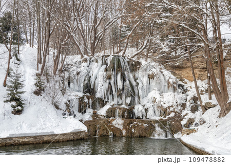 The Lucky waterfall in Slovakia at winter season. The Lucky waterfall in Slovakia at winter season. 109478882