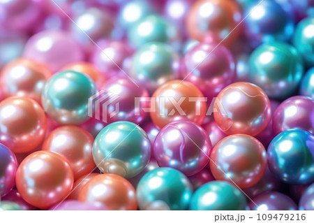 Multicolored shiny mother-of-pearl wall background with pearls 109479216