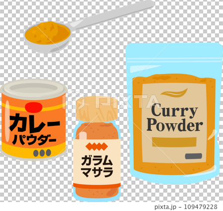 缶や袋に入ったカレー粉 109479228