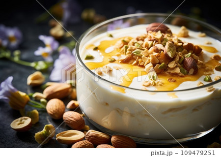 Yogurt with honey and nuts 109479251