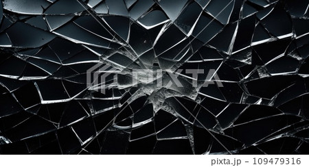 Banner with black broken glass, texture 109479316