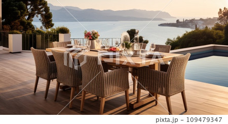 There is a dining table on the terrace There is a dining table on the terrace 109479347