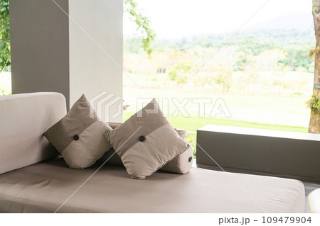 comfortable pillows on sofa for relax 109479904