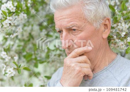 Close up portrait of unhappy senior woman 109481742