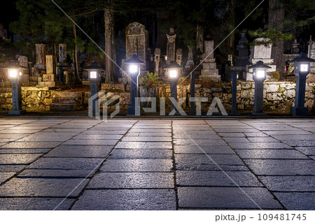 Stone lanterns in Okunoin cemetery Stone lanterns in Okunoin cemetery 109481745