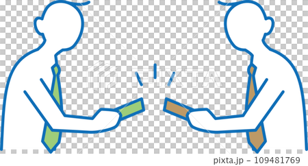 Illustration of businessmen exchanging business cards 109481769