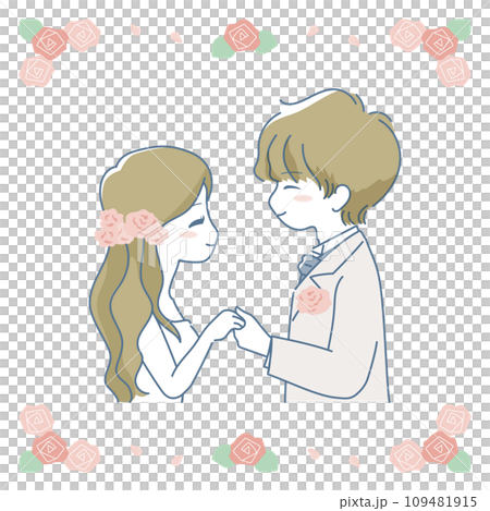 Illustration material of a man and woman holding hands 109481915