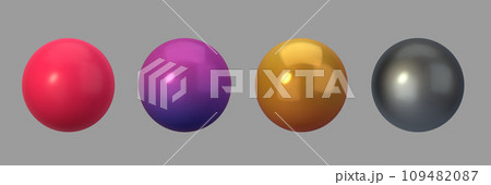 Collection 3d spheres silver, red and gold color, 3D realistic isolated on gray background. vector illustration 109482087