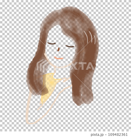 Illustration of a woman stroking her hair Illustration of a woman stroking her hair 109482361