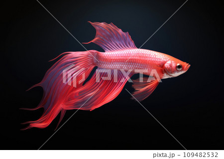 Pink rooster fish with a big tail 109482532