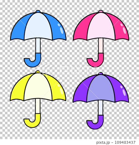 Colorful umbrella illustration set with border Colorful umbrella illustration set with border 109483437